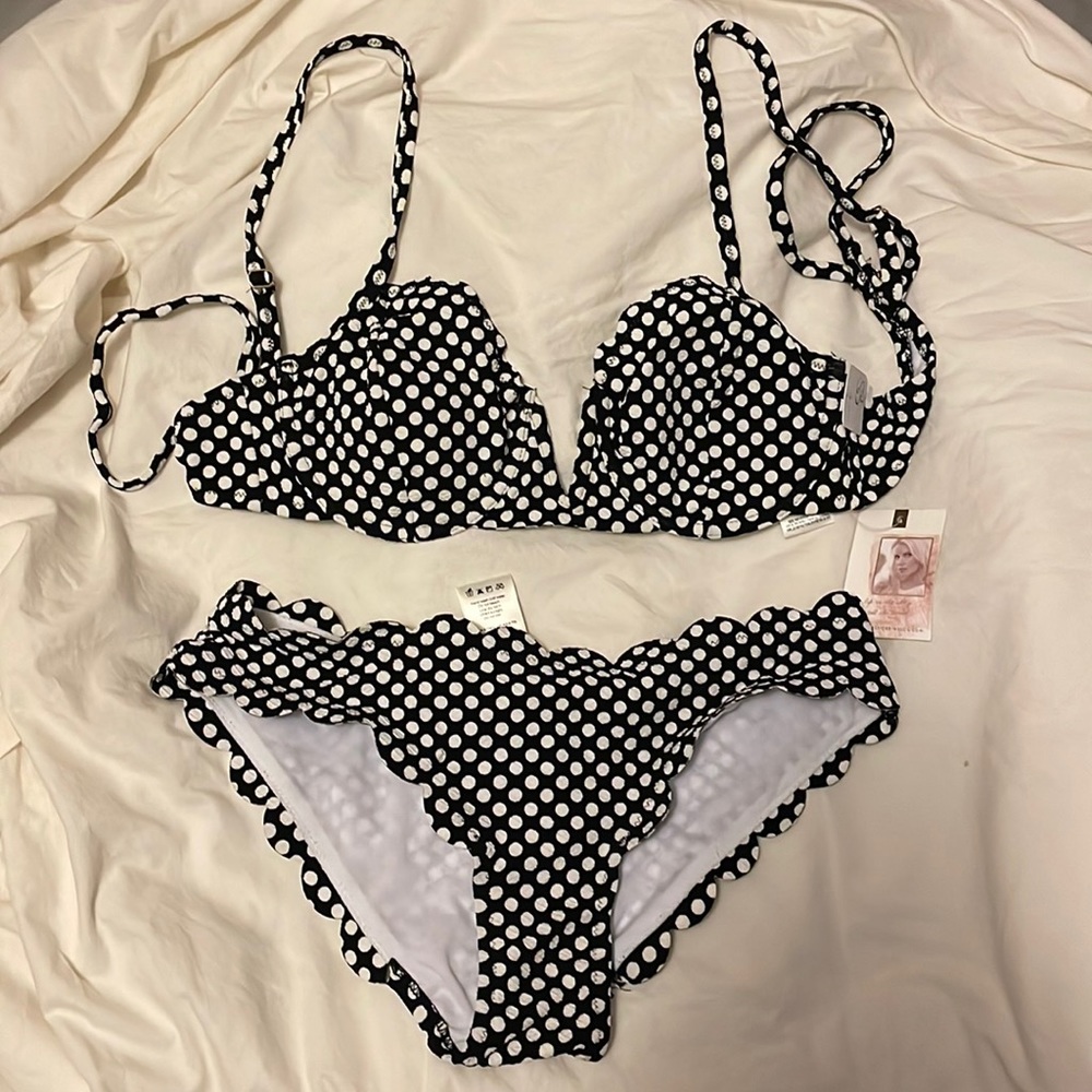 Black and white polka dot bikini